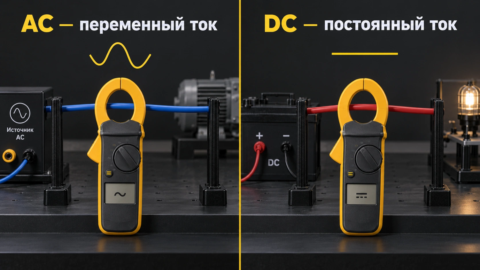 Переменный и постоянный ток: выбор соответствующего режима токовых клещей