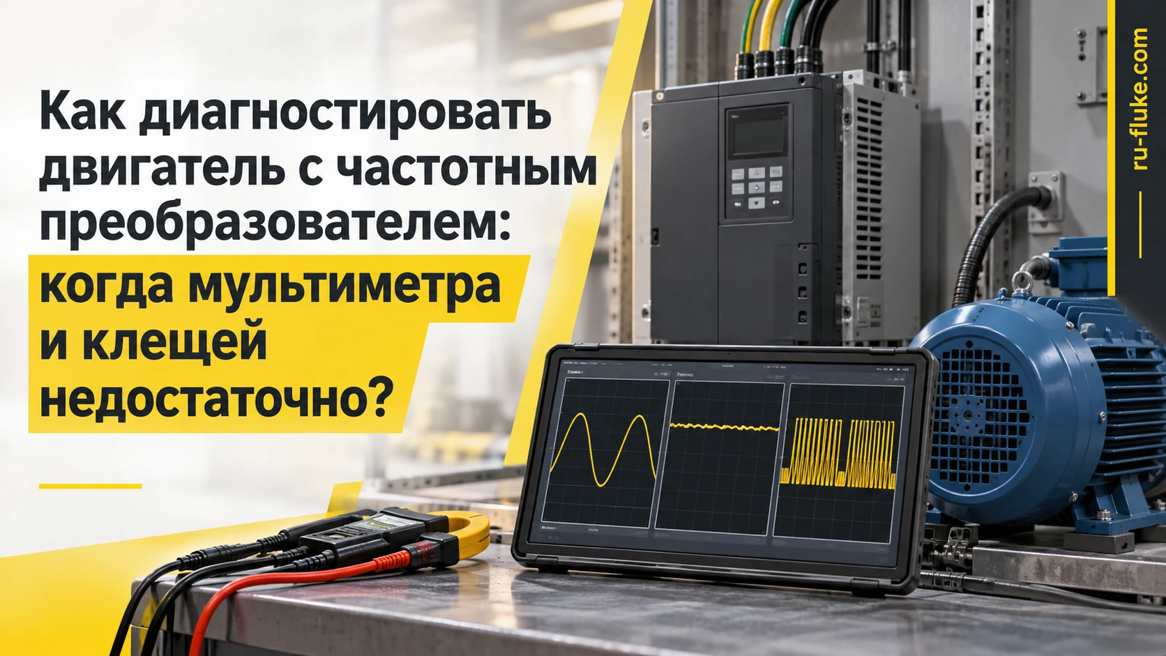 Диагностика двигателя с частотным преобразователем осциллографом Fluke