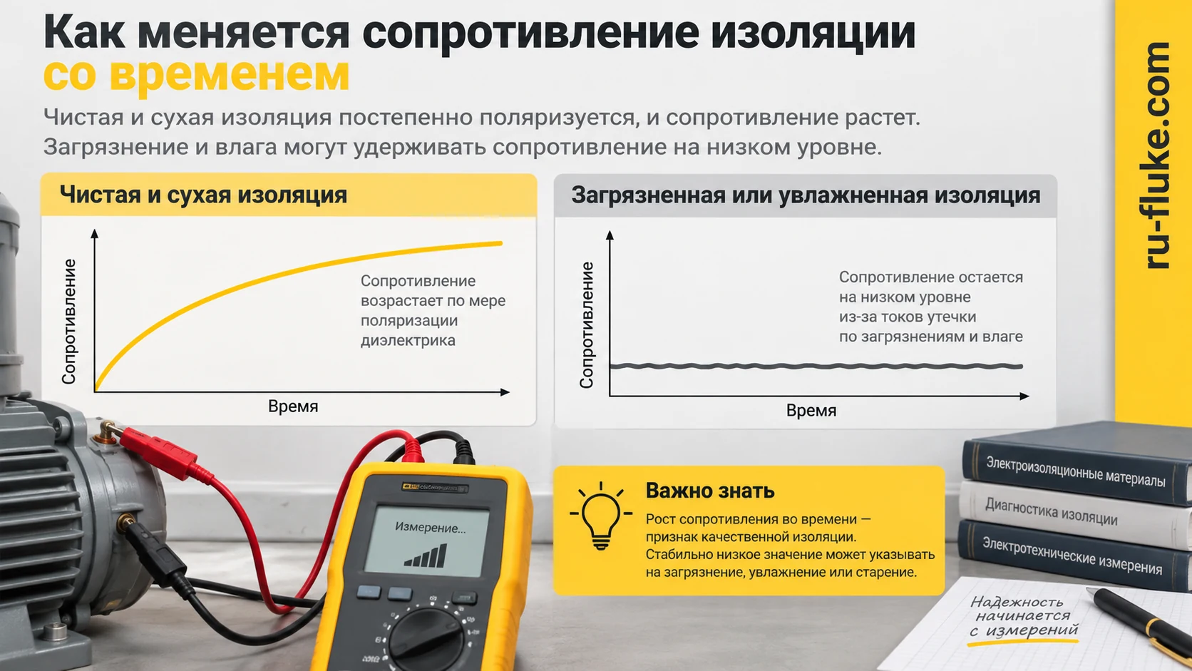 Изменение сопротивления изоляции во времени при испытании