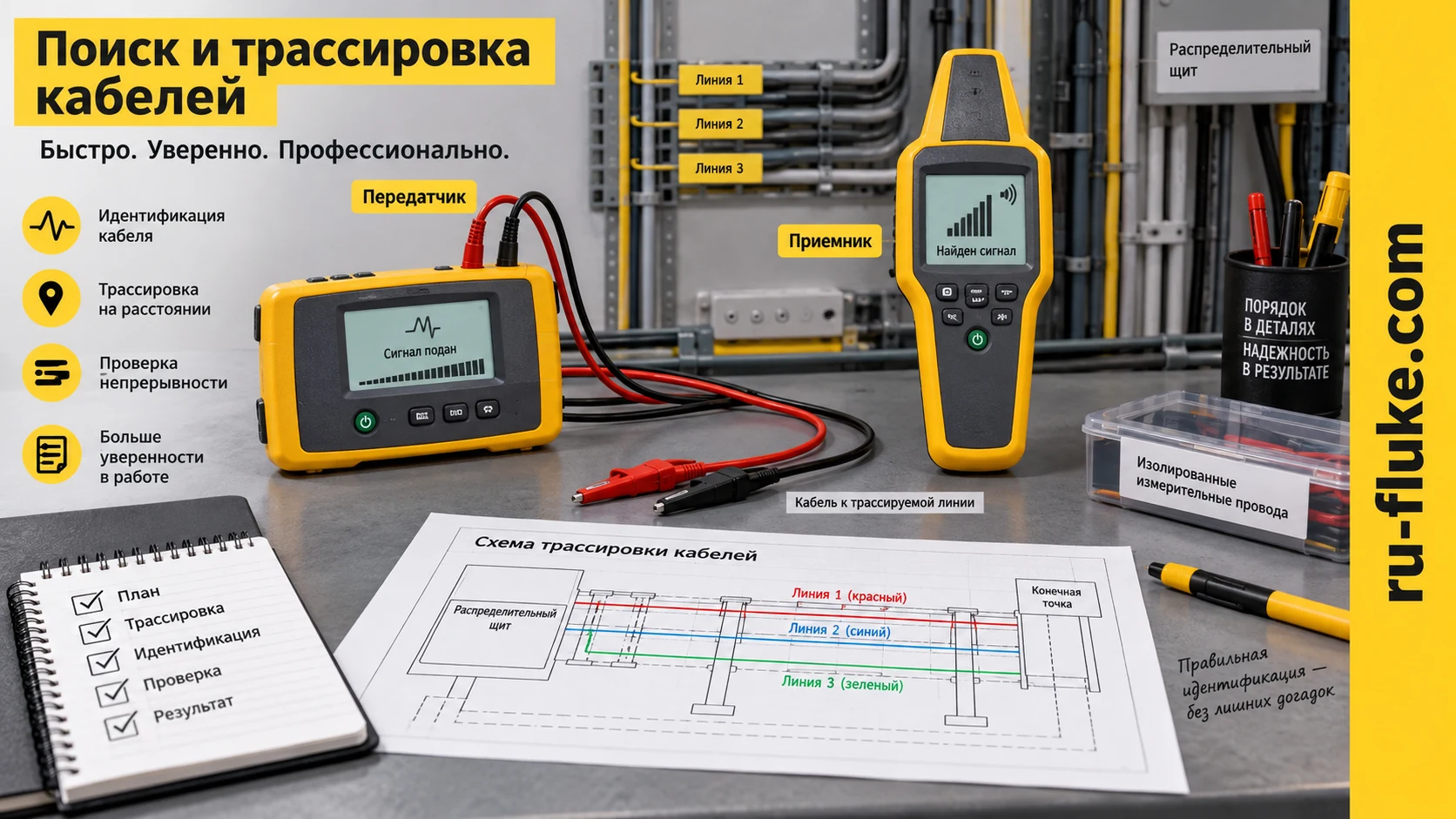 Комплект кабелеискателя для обследования скрытой проводки