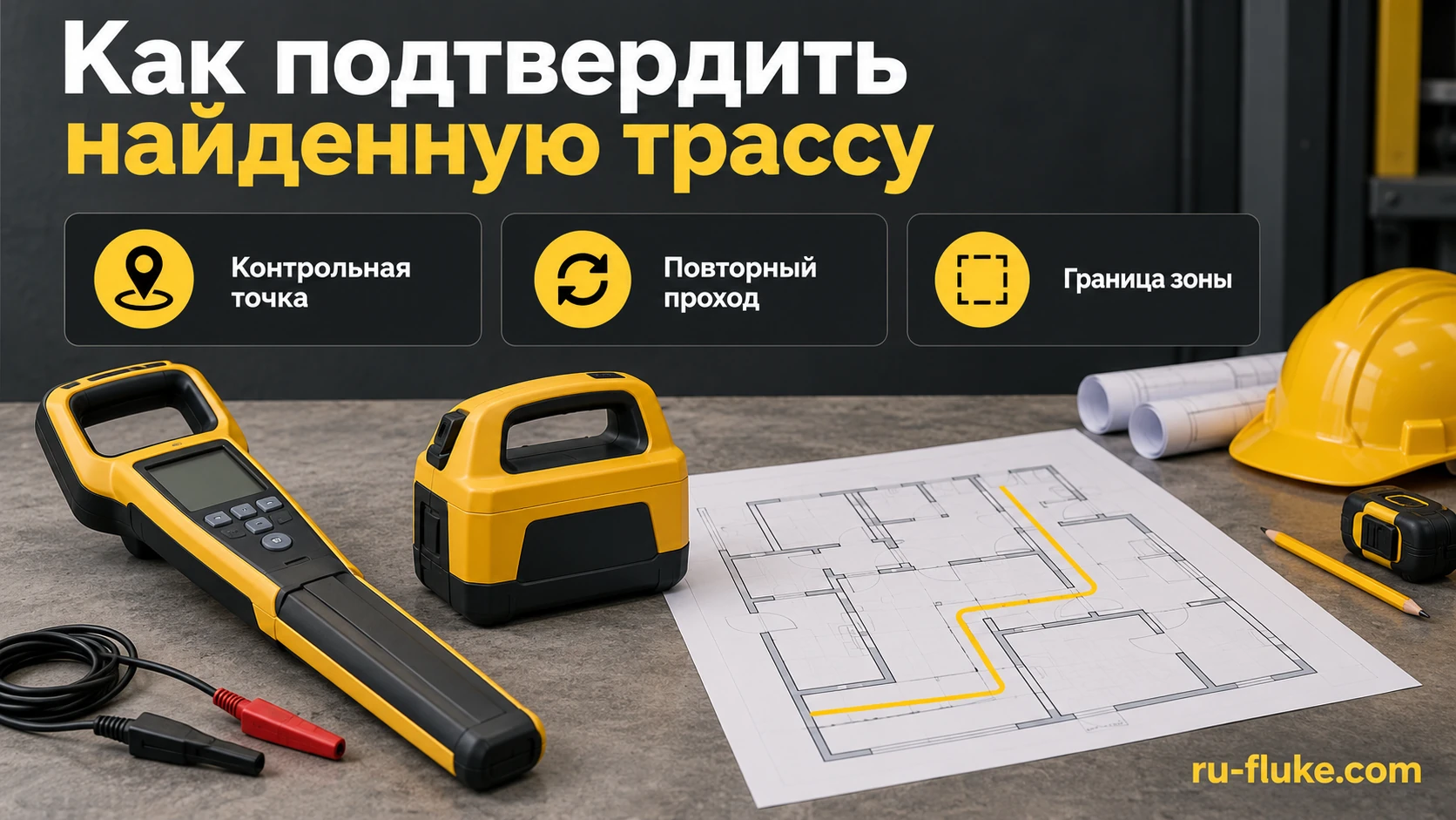 Уточнение маршрута кабеля по повторным проходам и контрольным точкам
