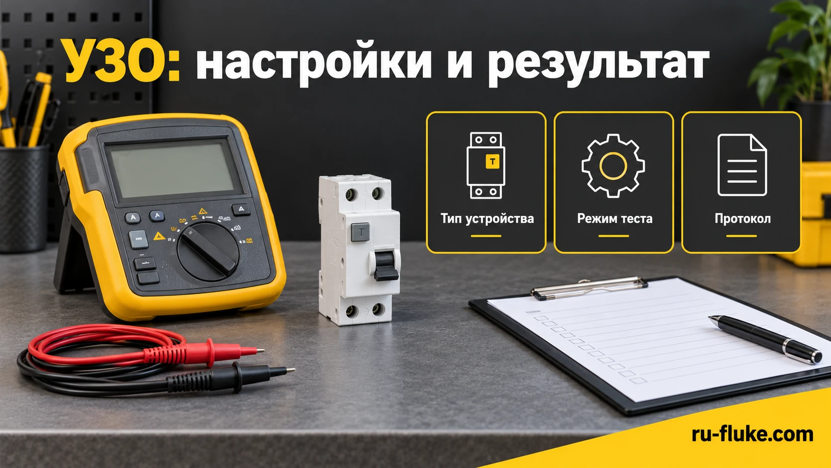 Настройки тестера УЗО и состав измерительного протокола