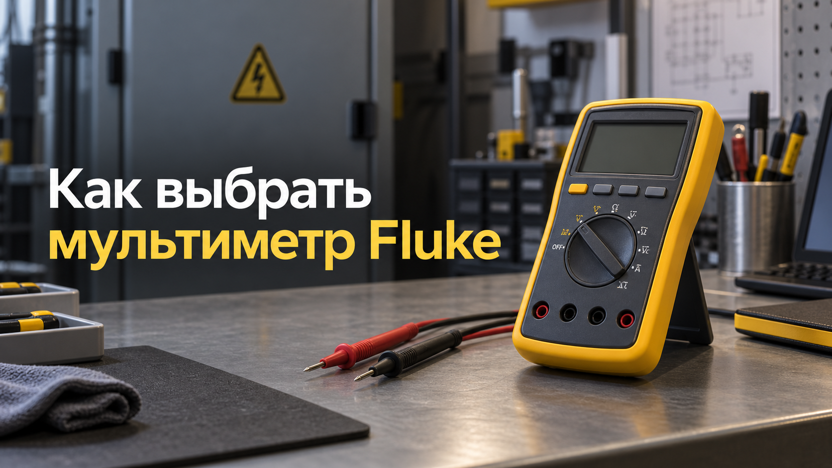 Как выбрать мультиметр Fluke: иллюстрация измерительного прибора на рабочем столе